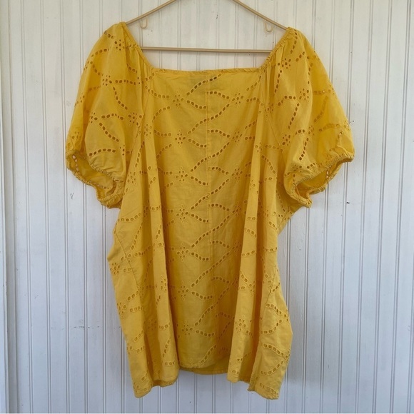 Lane Bryant Women's Yellow Classic Eyelet Blouse with Button Detail Size 20, NWT - Picture 3 of 9